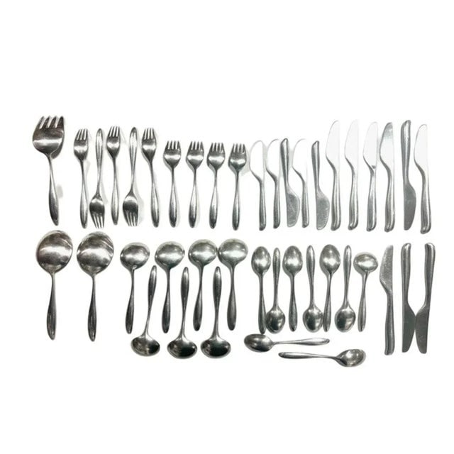 1950s Don Wallace for Lauffer Design 2 Stainless Steel Set of 42 - 10