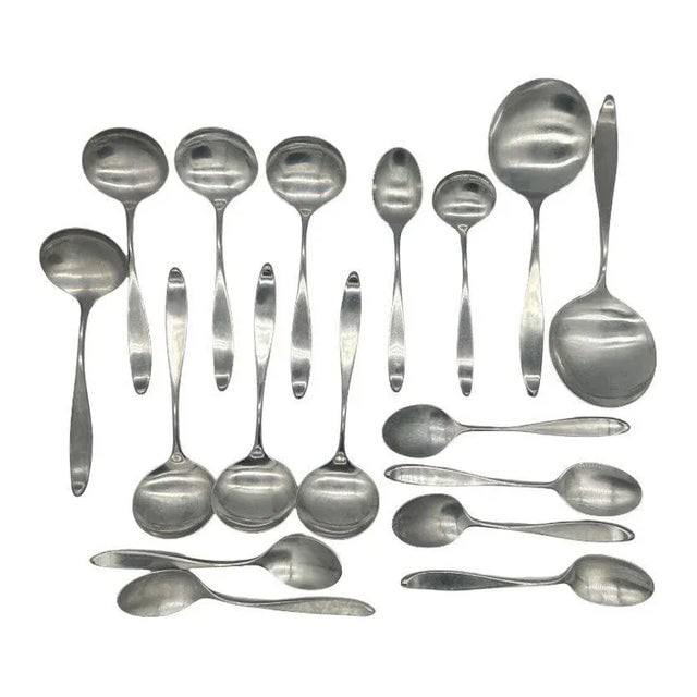 1950s Don Wallace for Lauffer Design 2 Stainless Steel Set of 42 - 9