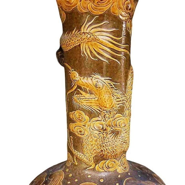 1950s Post-War Chinese Dragon Glazed Art Pottery Pedestal Garden Patio Dining Table - 4