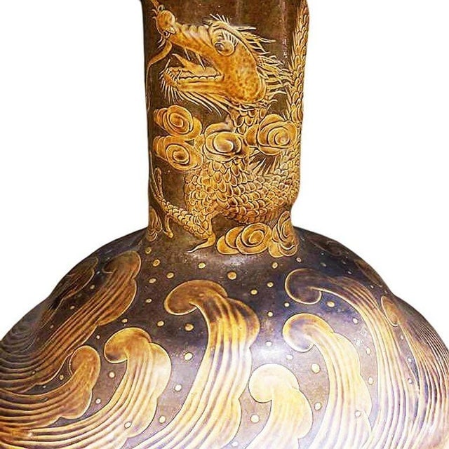 1950s Post-War Chinese Dragon Glazed Art Pottery Pedestal Garden Patio Dining Table - 5