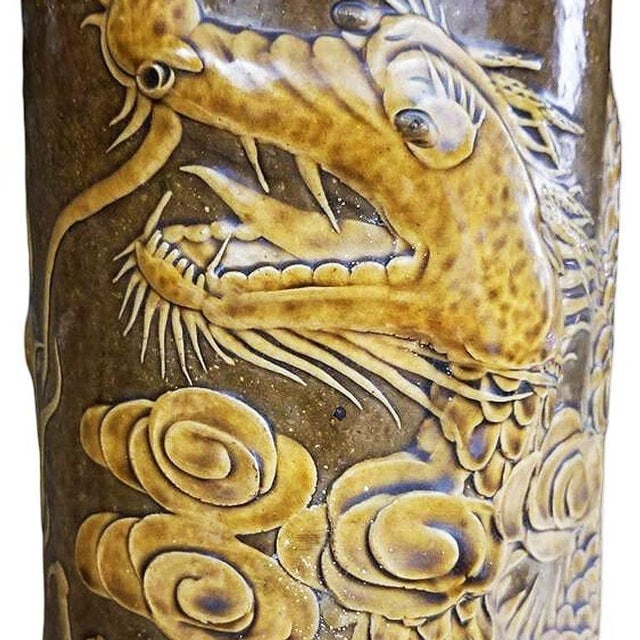 1950s Post-War Chinese Dragon Glazed Art Pottery Pedestal Garden Patio Dining Table - 6