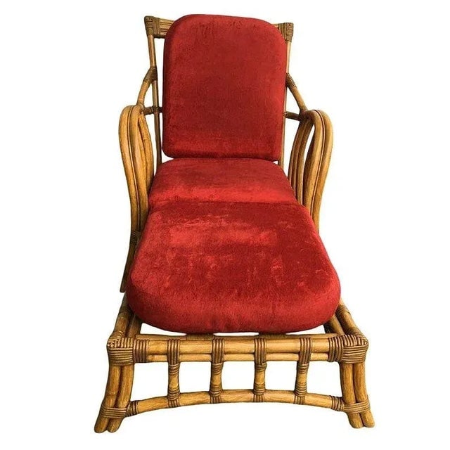 Rare Paul Frankl Styled Faux Rattan Outdoor/Patio Chaise Lounge Chair, Pair - 4