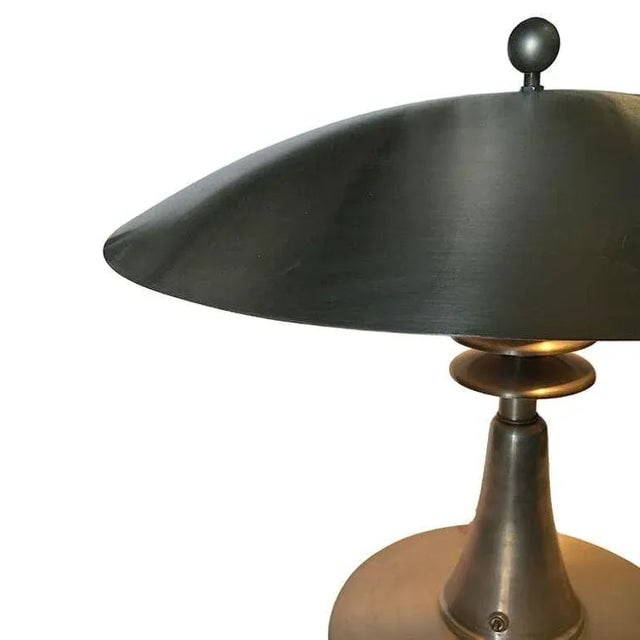 Art Deco Style Machine Age Table Lamp W/ Large 20" Spun Aluminum Shade - 7