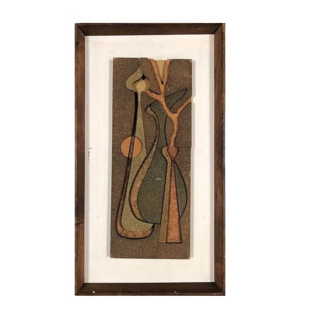 1950 Abstract Still Life 3d Fiberboard Art Wall Sculpture, Pair - 2