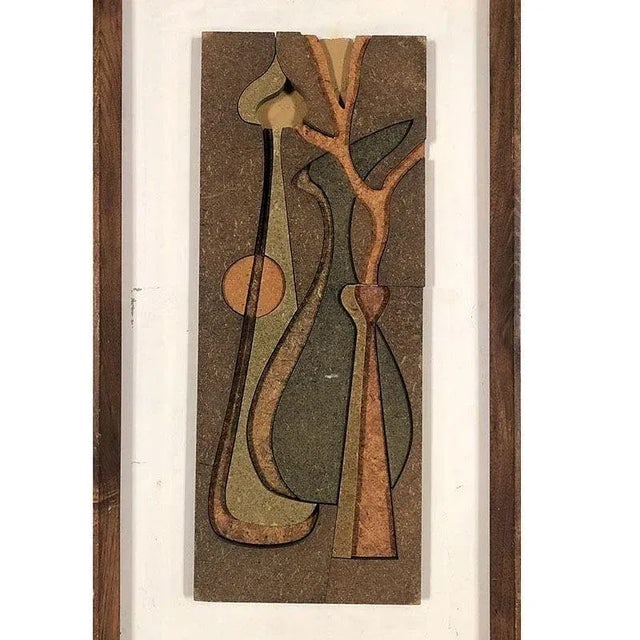 1950 Abstract Still Life 3d Fiberboard Art Wall Sculpture, Pair - 3