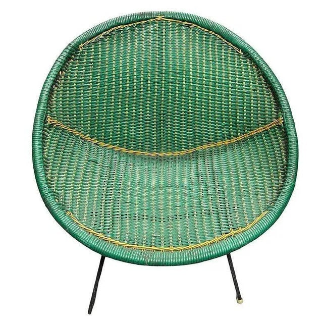 1950s Mid-Century Modern Green Saucer Patio Chairs - Set of 2 - 3