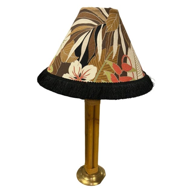 Restored Vintage Rustic Four Strand Rattan Table Lamp With Fancy Wrapping and Brass Base - 2