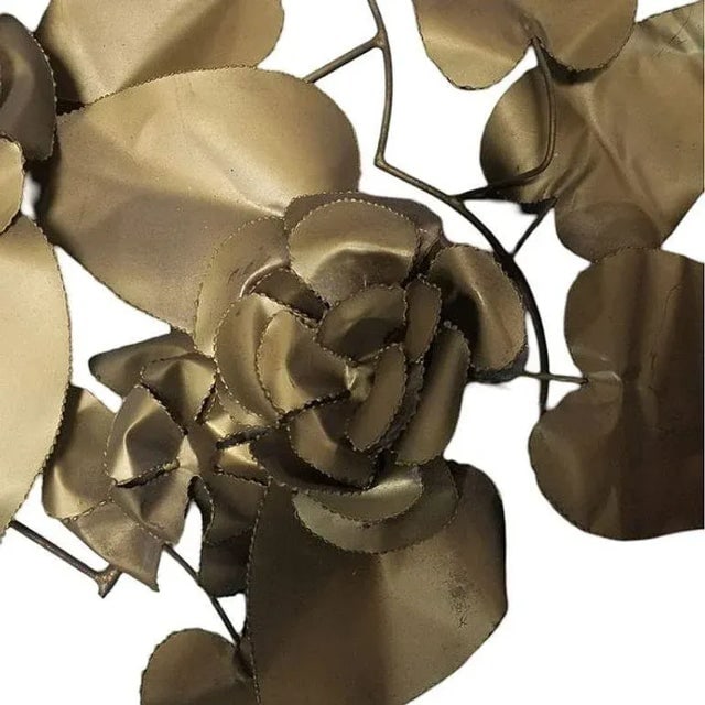 Mid-Century Tole Brass Folded Metal Floral Wall Sculpture - 5