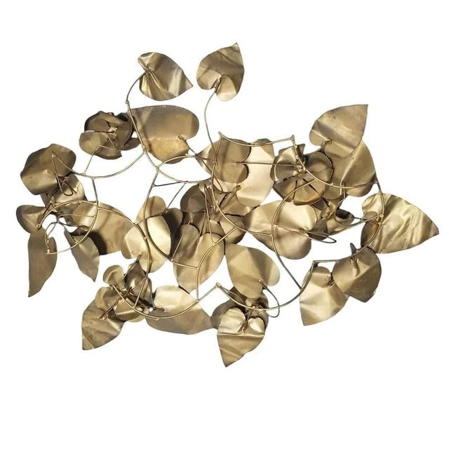 Mid-Century Tole Brass Folded Metal Floral Wall Sculpture - 6