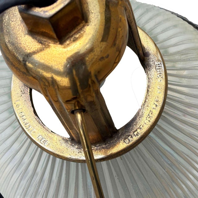 Mid 20th Century Rare Brass Plated Holophane Industrial Hanging Pendant Light - 7