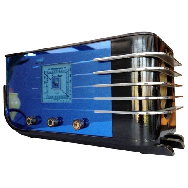 1936 Sparton Model 557 "Sled" Cobalt Glass Deco Radio by Walter Dorwin Teague - 3