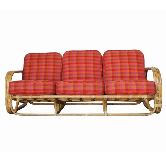 Restored Vintage Streamline Art Deco Rattan Living Room Set - 2