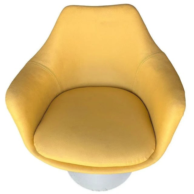 Eero Saarinen Yellow Leather Tulip Arm Chair Pedestal Collection by Knoll - 2