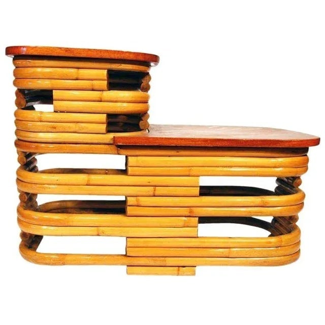 1950s Restored Double Tear Drop Stacked Rattan Lounge Chair Sofa Livingroom Set- 6 Pieces - 6