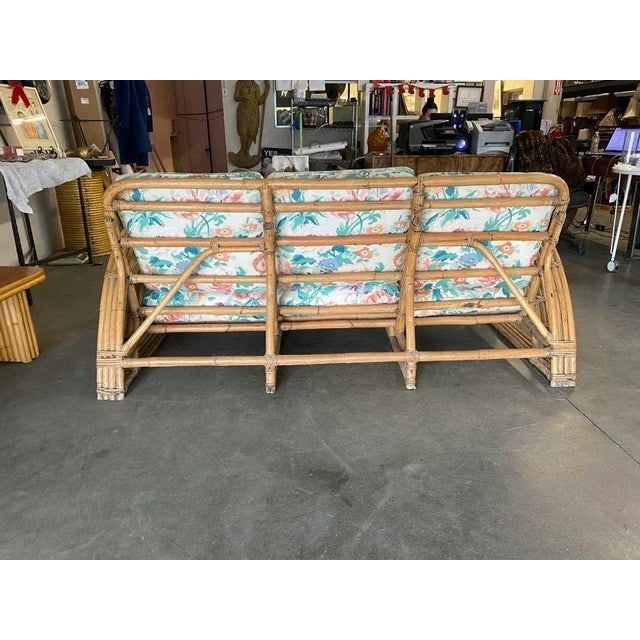 1950s Restored Double Tear Drop Stacked Rattan Lounge Chair Sofa Livingroom Set- 6 Pieces - 9