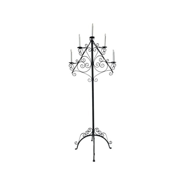 1920s French Victorian Iron Candelabra Converted Floor Lamp - 7