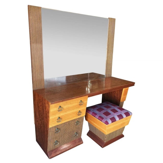 1950s Bespoke Asymmetrical Mid-Century Night Stand & Vanity Bedroom Set of 3 - 2
