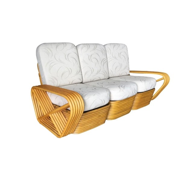 1940s Restored Paul Frankl Six-Strand Rattan Sofa and Lounge Chair Set - 3