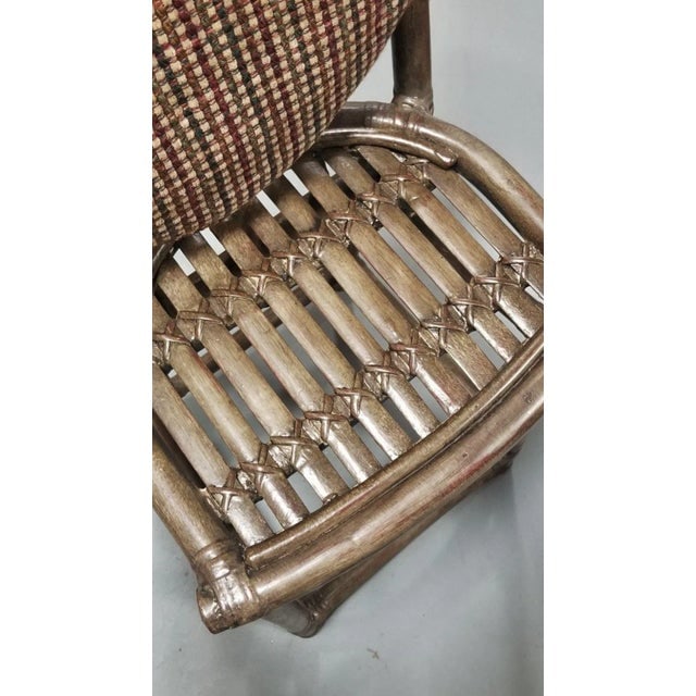 Mid-Century Dark Stained Rattan Bar Stools With Stick Back- Set of 8 - 7
