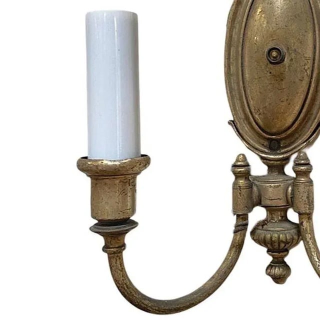 1920s French Empire Style Cast Brass Dual Arm Wall Sconces, Pair - 3