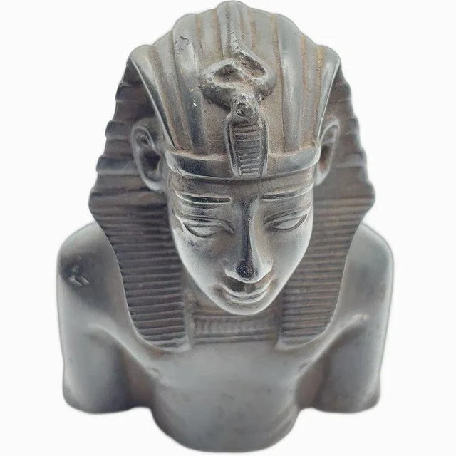 Hand Carved Ebony Wood King Tut Tutankhamen Pharaoh Bust Bookends Signed 1974 - a Pair - 8