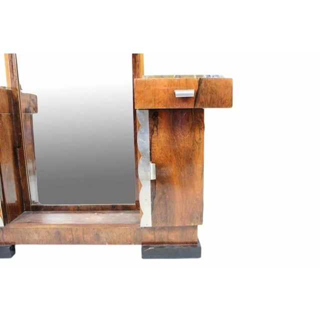 1930s Art Deco Donald Deskey Style Palisander Wood and Marble Vanity W/ Full Mirror - 3