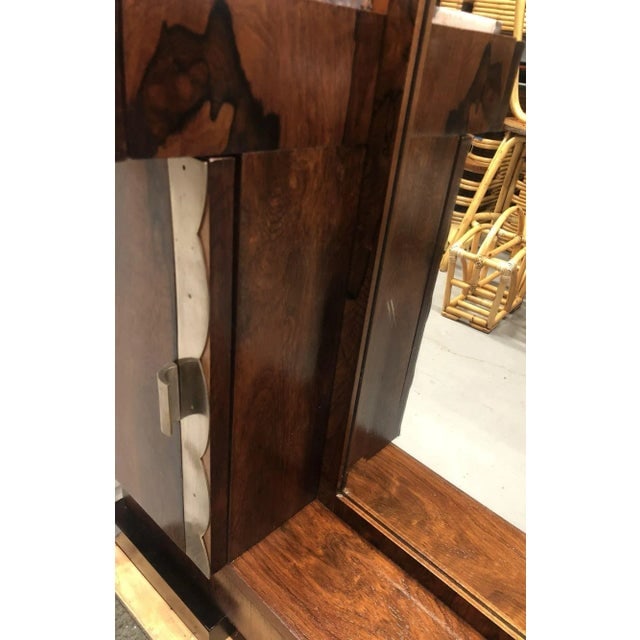 1930s Art Deco Donald Deskey Style Palisander Wood and Marble Vanity W/ Full Mirror - 9