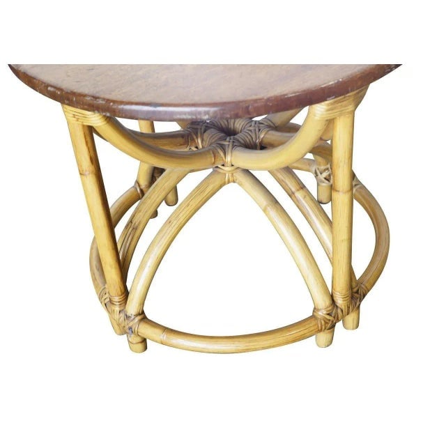 1950s Restored Vintage Five Strand Hour Glass Rattan Coffee Table - 4