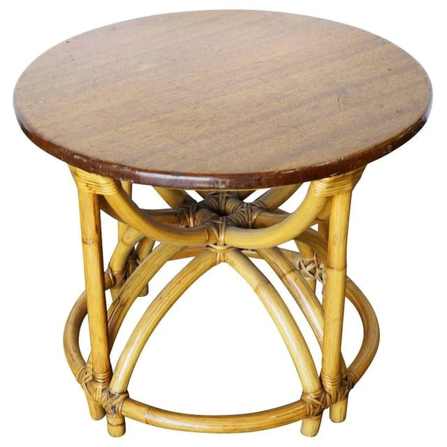 1950s Restored Vintage Five Strand Hour Glass Rattan Coffee Table - 6