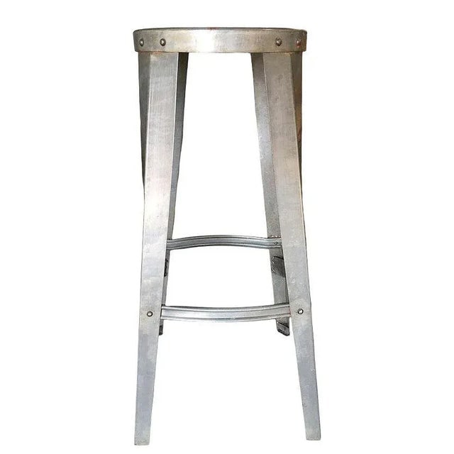 Brushed Steel Metal Industrial Stool, Pair - 4