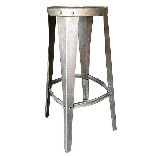Brushed Steel Metal Industrial Stool, Pair - 5