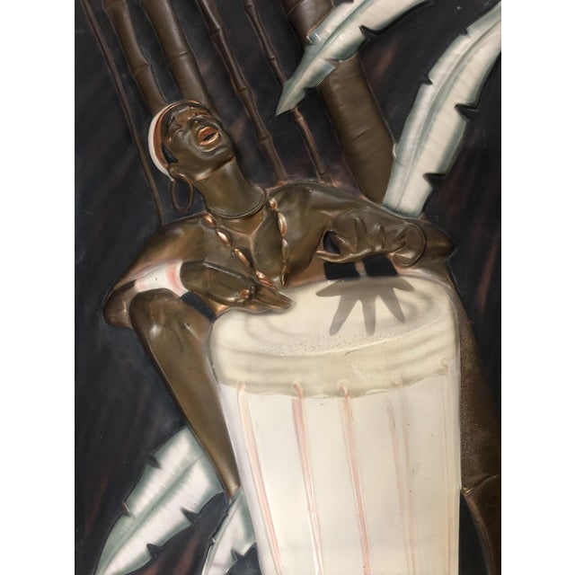 Mid Century Cooper Embossed Bongo Player Wood Framed by c.i.e. Pearson - 2