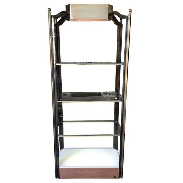1970s Bronze Glass Light Up Shelf Etagere W/ Smoked Acrylic Accents - 2