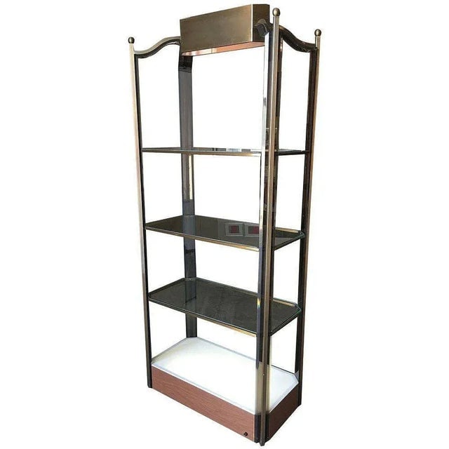 1970s Bronze Glass Light Up Shelf Etagere W/ Smoked Acrylic Accents - 3