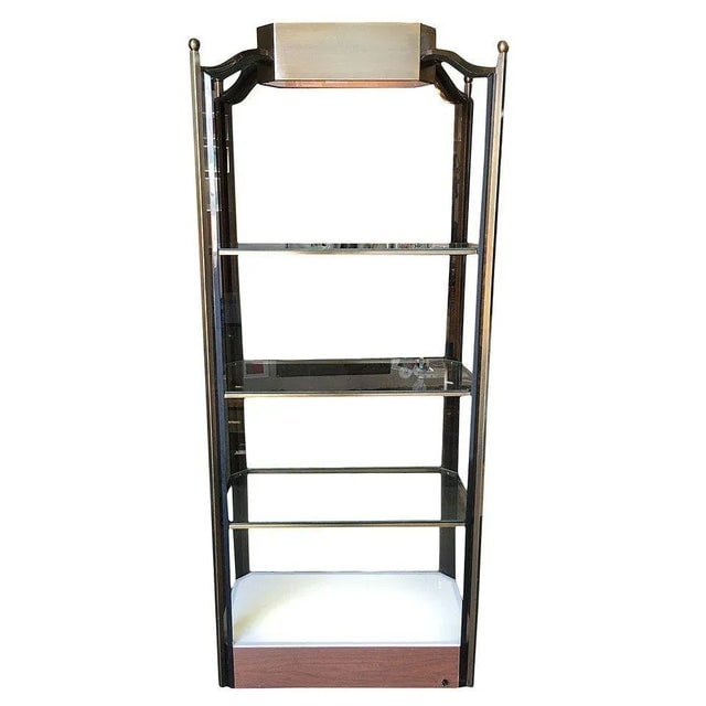 1970s Bronze Glass Light Up Shelf Etagere W/ Smoked Acrylic Accents - 4