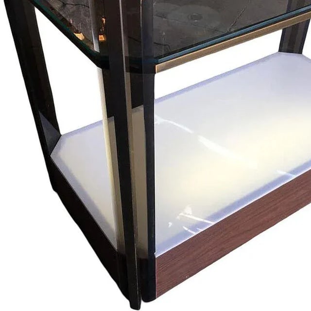 1970s Bronze Glass Light Up Shelf Etagere W/ Smoked Acrylic Accents - 8