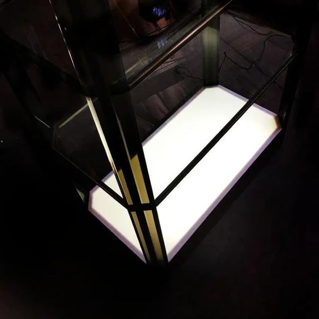 1970s Bronze Glass Light Up Shelf Etagere W/ Smoked Acrylic Accents - 9