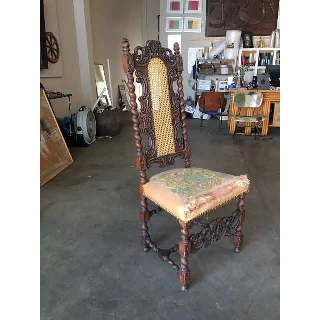 Victorian Hand Carved Oak Gothic Revival Side Throne Chair - 4
