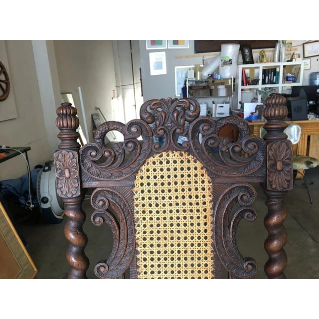 Victorian Hand Carved Oak Gothic Revival Side Throne Chair - 6