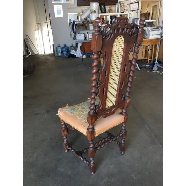 Victorian Hand Carved Oak Gothic Revival Side Throne Chair - 7