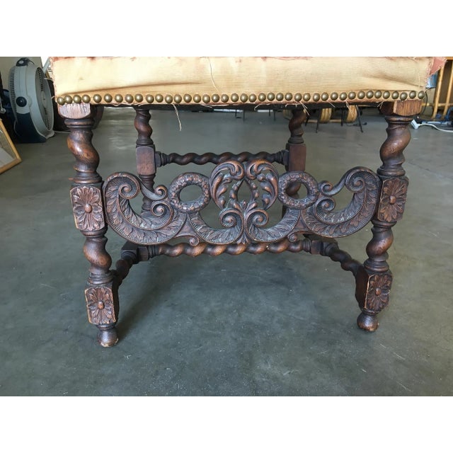 Victorian Hand Carved Oak Gothic Revival Side Throne Chair - 8