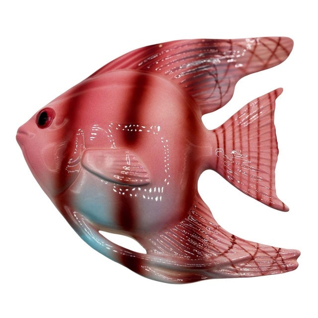1950s MCM Ceramic Angel Fish & Seahorse 3 Piece Wall Sculpture Set by Freeman McFarlin - 2