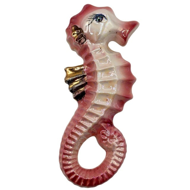1950s MCM Ceramic Angel Fish & Seahorse 3 Piece Wall Sculpture Set by Freeman McFarlin - 4