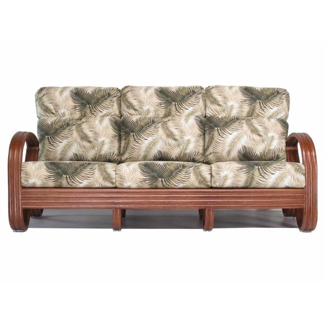 1990s Modernist 3-Strand 3/4 Pretzel "Kauai" 3 Seat Rattan Sofa - 2