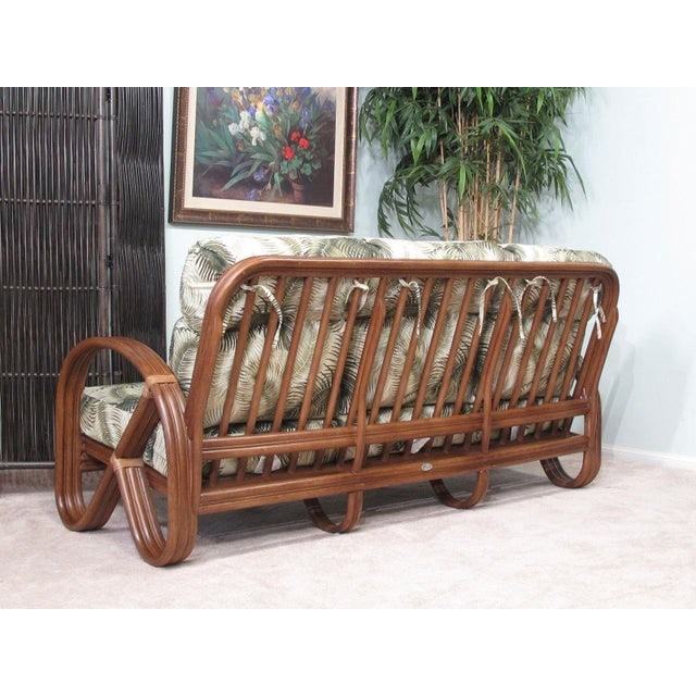 1990s Modernist 3-Strand 3/4 Pretzel "Kauai" 3 Seat Rattan Sofa - 3