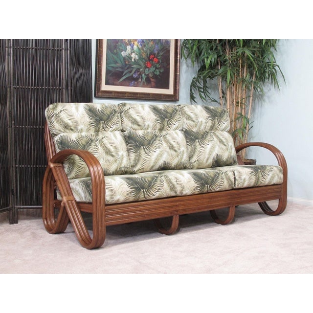 1990s Modernist 3-Strand 3/4 Pretzel "Kauai" 3 Seat Rattan Sofa - 4