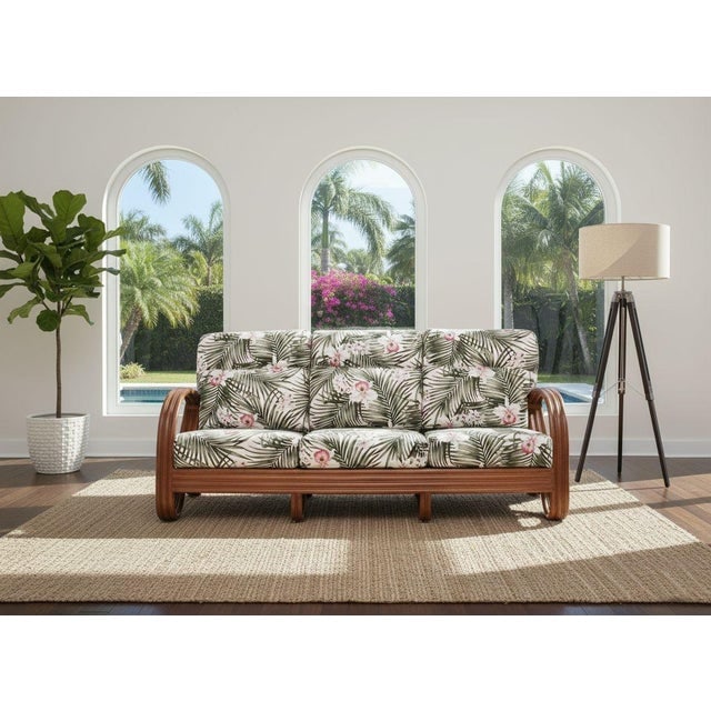 1990s Modernist 3-Strand 3/4 Pretzel "Kauai" 3 Seat Rattan Sofa - 5