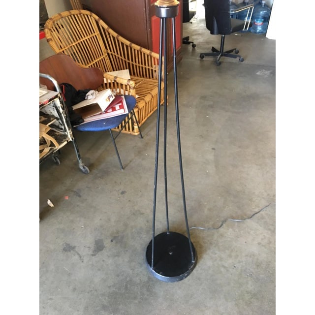 Mid-Century Black Iron Rod Tripod Floor Lamp - 2