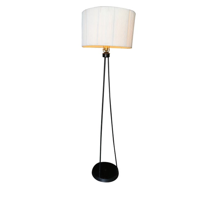 Mid-Century Black Iron Rod Tripod Floor Lamp - 6