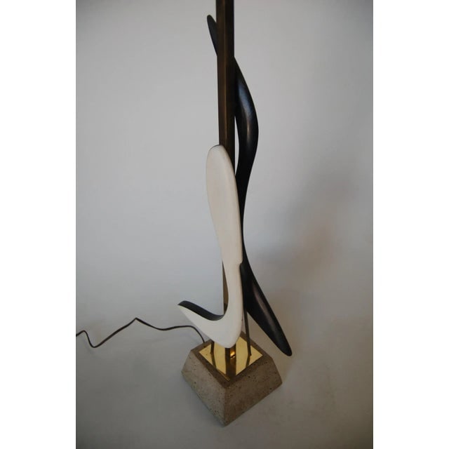 Modernist MIX Media Brass Abstract Sculptural Table Lamp on Concrete Base - 2